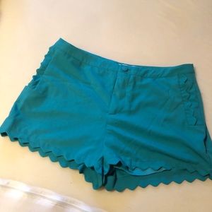 Teal Blue Scalloped Shorts